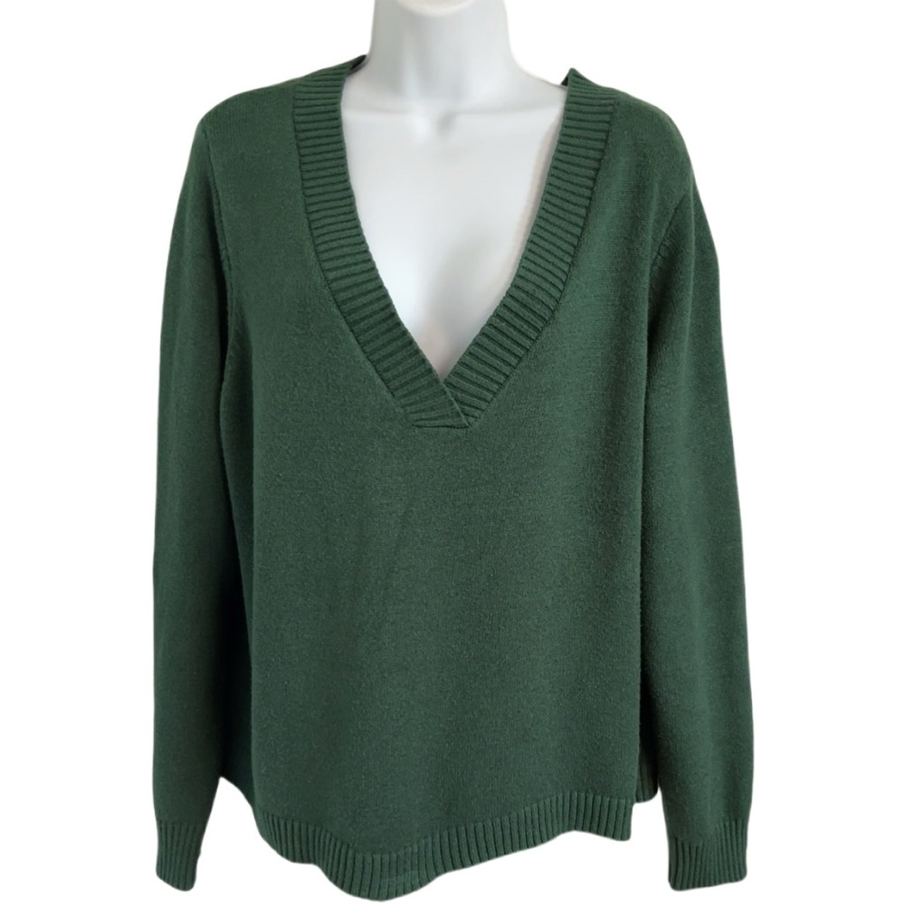 Lulu's V-Neck Sweater Preppy Dark Academia Quiet Luxury Cozy Minimalist Size L